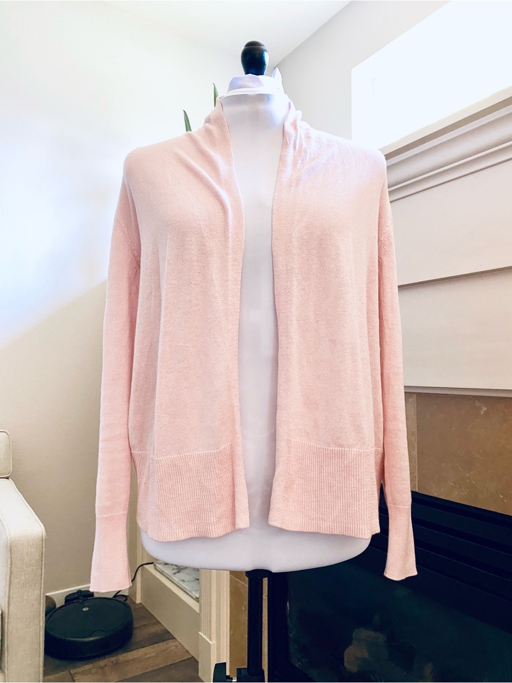 Old Navy Open-Front Lightweight 100% Cotton Cardigan - Pale Pink - Picture 2 of 3